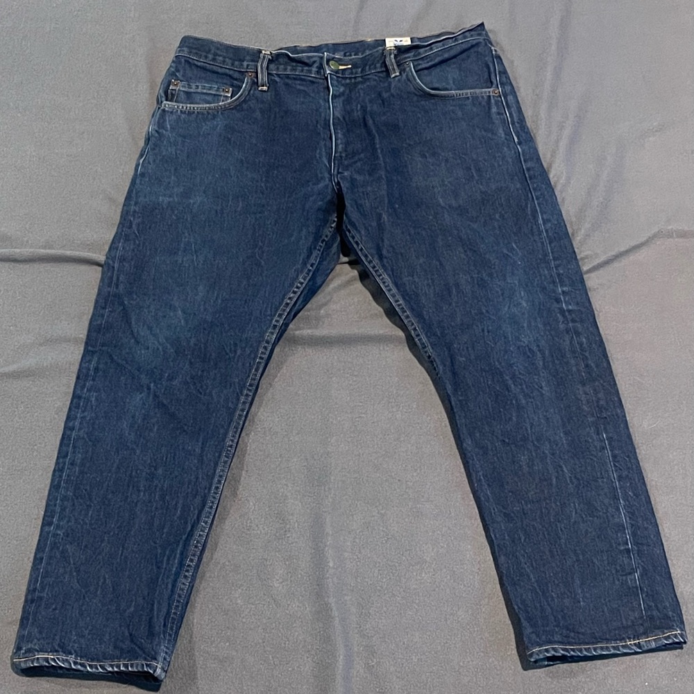 Left Field white oak pine denim jeans mens size 38x28 pre-owned‎ condition blue